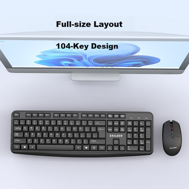 Комплект бездротової клавіатури та миші Lenovo Ecosystem Brand Yinengzhe, офісна клавіатура та миша, USB-роз'єм та дизайн, повнорозмірний для ноутбуків та настільних комп'ютерів, KN101 - изображение 6