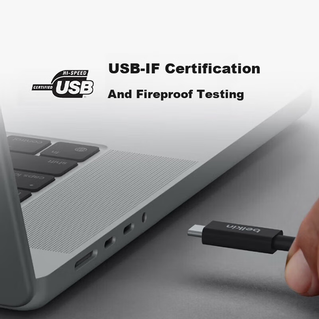 BELKIN Thunderbolt 4 Расширительный USB-кабель для зеркального отображения экрана, полнофункциональный, 1 метр, для ноутбука, 8K@60Hz, Type-C, быстрая зарядка 100 Вт, 40 Гбит/с - Фото 10 BELKIN Thunderbolt 4 Расширительный USB-кабель для зеркального отображения экрана, полнофункциональный, 1 метр, для ноутбука, 8K@60Hz, Type-C, быстрая зарядка 100 Вт, 40 Гбит/с - изображение 10