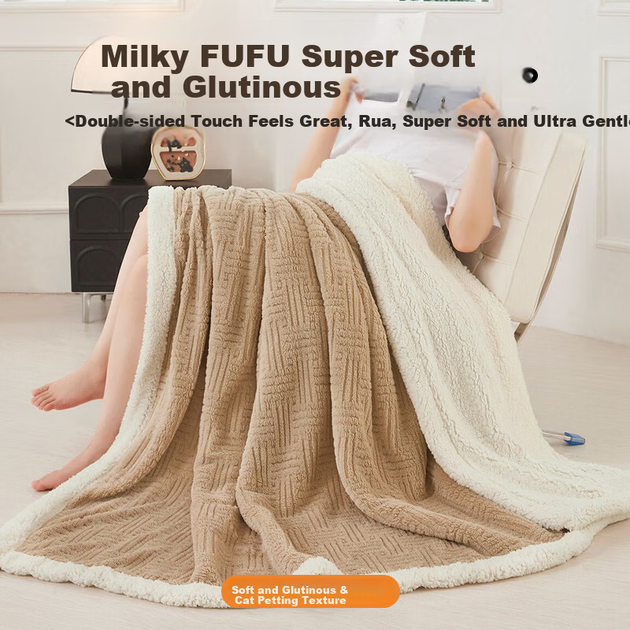 Утепленное зимнее одеяло MUJI из овечьей шерсти и фланели, плед для дивана, осенне-зимнее одеяло для сна, теплое офисное одеяло 1,5*2 м - Фото 4 Утепленное зимнее одеяло MUJI из овечьей шерсти и фланели, плед для дивана, осенне-зимнее одеяло для сна, теплое офисное одеяло 1,5*2 м - изображение 4