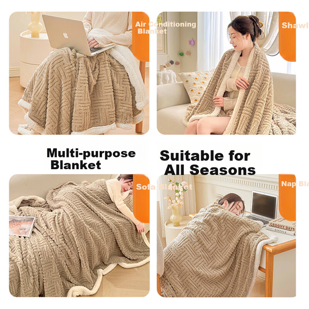 Утепленное зимнее одеяло MUJI из овечьей шерсти и фланели, плед для дивана, осенне-зимнее одеяло для сна, теплое офисное одеяло 1,5*2 м - Фото 7 Утепленное зимнее одеяло MUJI из овечьей шерсти и фланели, плед для дивана, осенне-зимнее одеяло для сна, теплое офисное одеяло 1,5*2 м - изображение 7