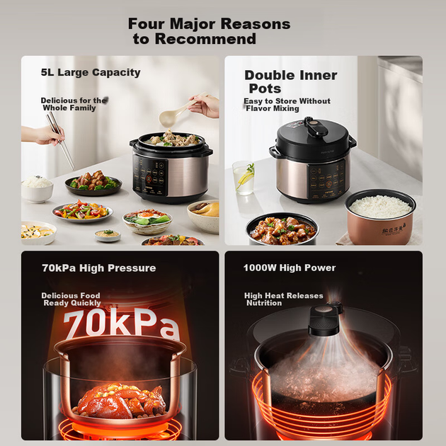 Скороварка электрическая Joyoung Rich Aroma Series 5л с двумя чашами для 4-6 персон Y-50C72 - изображение 5