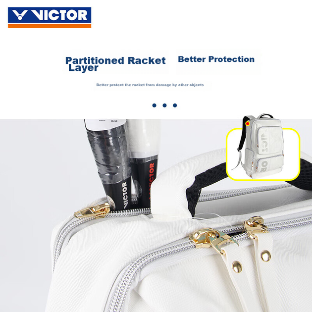 Рюкзак для бадминтона VICTOR с отдельным отделением для обуви и разделителем для ракетки, прямоугольной формы, модель BR5013 A (белый). - изображение 7