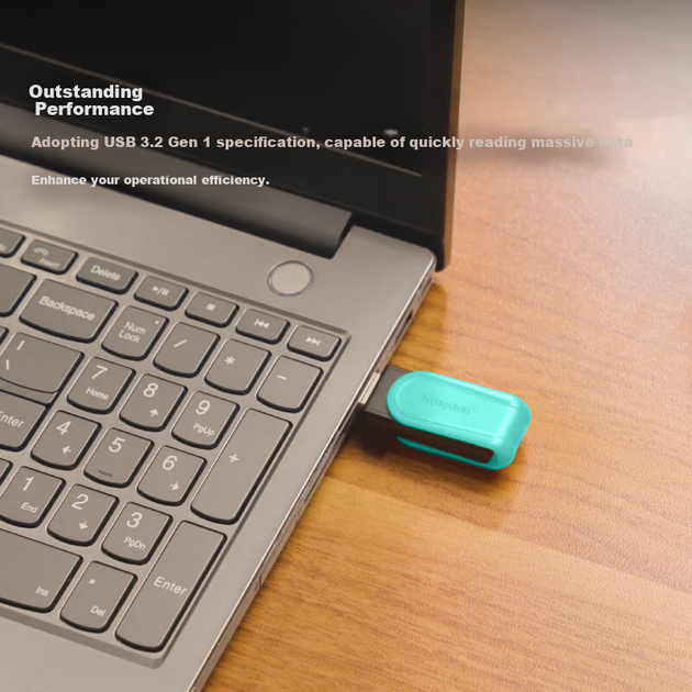 Флеш-накопитель Kingston 128 ГБ USB 3.2 Gen 1, красочный вращающийся дизайн, стильный и портативный, для учебы, офисной работы, аукционов, компьютера. - зображення 6