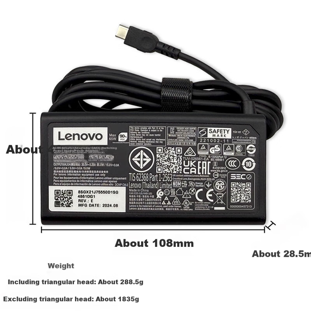 Зарядний пристрій Lenovo ThinkPad 65 Вт Type-C, 20В 3.25А - Фото 6 Зарядний пристрій Lenovo ThinkPad 65 Вт Type-C, 20В 3.25А - зображення 6