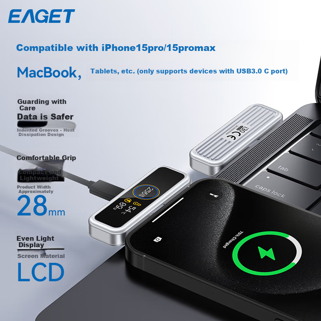 EAGET I30pro 128 ГБ USB 3.0 Type-C, USB-накопичувач великої ємності для Apple Android Phone, блок живлення PD, одночасна зарядка та використання, резервне копіювання за допомогою APP, цифрове шифрування, з екранним дисплеєм - изображение 9