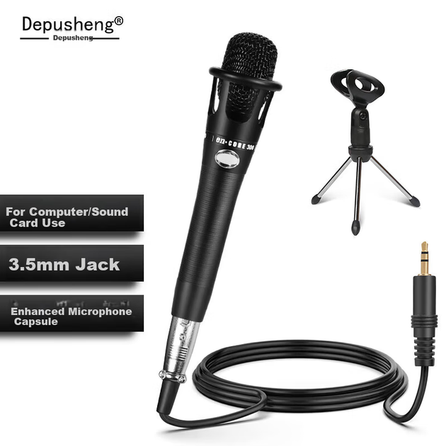 Звуковая карта Depusheng E300, с микрофоном, конденсаторным, для записи и стриминга - Фото 4 Звуковая карта Depusheng E300, с микрофоном, конденсаторным, для записи и стриминга - изображение 4