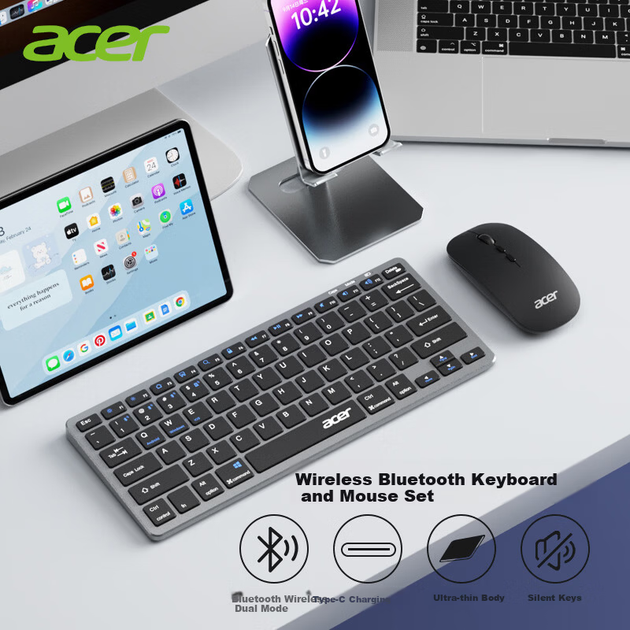 Комплект бездротовий Acer OKW131 Wireless/Bluetooth Black - Фото 9 Комплект бездротовий Acer OKW131 Wireless/Bluetooth Black - зображення 9