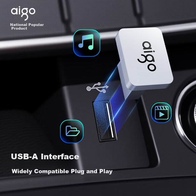 Автомобильная флешка Aigo 32 ГБ USB 2.0 C1A Mini Version, серебристая, металлическая, USB-A, для ноутбука и офиса. - зображення 6