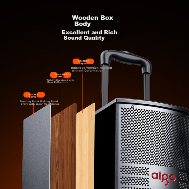 Aiguozhe S308, 8-дюймовая колонка для квадратных танцев, портативная Bluetooth-колонка для улицы с высокой громкостью, мощный мобильный сабвуфер для караоке, уличная колонка с одним микрофоном. - изображение 7