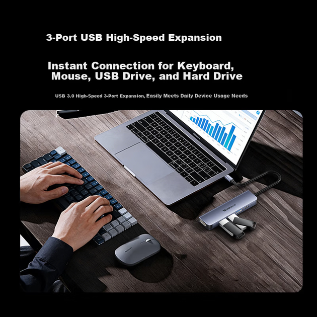 Док-станція Wopul Type-C для Gigabit Ethernet, USB-C, концентратор HDMI, адаптер 4K60Hz RJ45, мережевий кабель-конвертер для Huawei Apple MacBook - Фото 9 Док-станція Wopul Type-C для Gigabit Ethernet, USB-C, концентратор HDMI, адаптер 4K60Hz RJ45, мережевий кабель-конвертер для Huawei Apple MacBook - изображение 9
