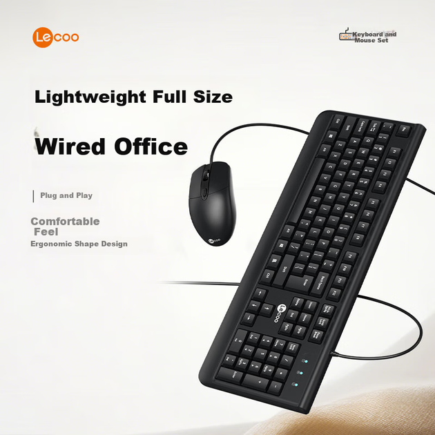 Lenovo MK001 комплект клавіатура + миша дротова USB чорна - зображення 7