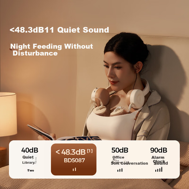 Портативний електричний молоковідсмоктувач Boboduck Hands-Free з подвійною частотою та високим всмоктуванням, що підвішується на шиї, з підвісним молоковідсмоктувачем 5087 - изображение 8
