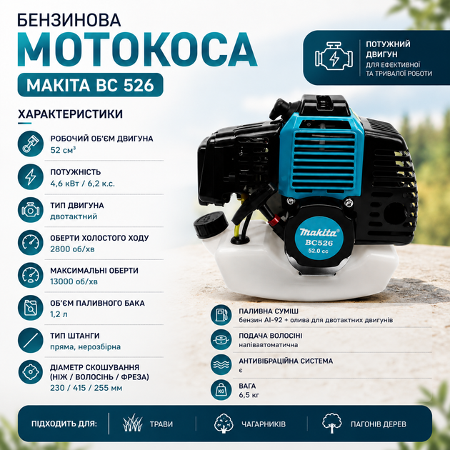Бензиновая мотокоса Makita BC 526 - изображение 5