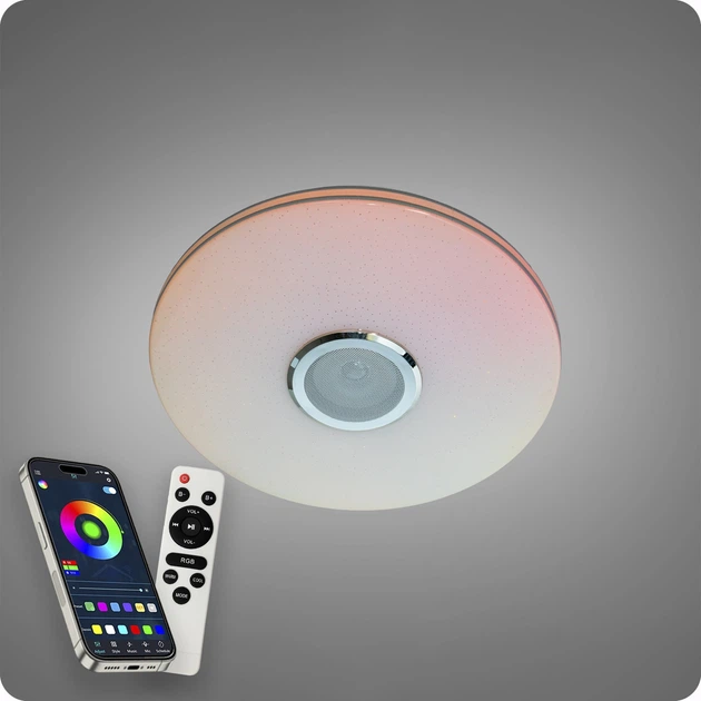 Люстра светодиодная 517 Dlight RGB с пультом и колонкой 70Вт Белый (02175) - изображение 4