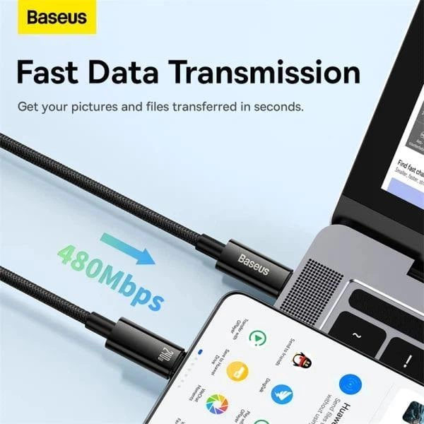 Кабель 240W Baseus Tungsten Gold Fast Charging Power Delivery 3.1 Data Cable Кабель Type-C - Type-C 2м (CAWJ040101) Black - Фото 6 Кабель 240W Baseus Tungsten Gold Fast Charging Power Delivery 3.1 Data Cable Кабель Type-C - Type-C 2м (CAWJ040101) Black - изображение 6