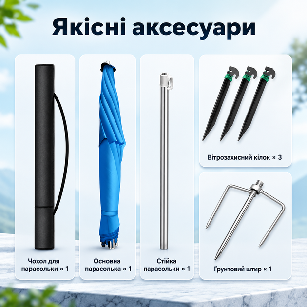 Велика парасолька-намет 2в1 1.8 м для риболовлі пляжного відпочинку та туризму Парасолька-палатка зі шторкою - зображення 3