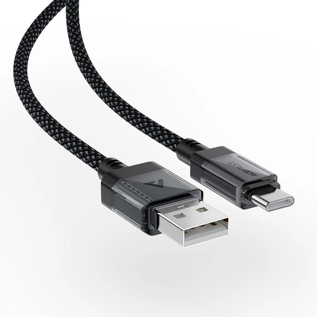 Дата кабель USB-C to USB-A кабель для зарядки телефона, для передачи данных с автосмоткой магнитный в тканевой нейлоновой оплётке 1.2м 3A AceFast Fast Charging Data Cable - изображение 3
