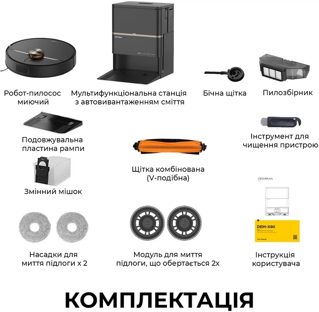 Робот-пилосос Deerma X80 Ultra (DEM-X80Ultra) - Фото 2 Робот-пилосос Deerma X80 Ultra (DEM-X80Ultra) - изображение 2