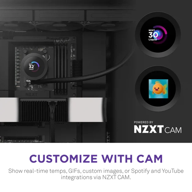 Система рідинного охолодження NZXT Kraken Plus V2 360 мм AIO Liquid Cooler Display Radiator Fans Black (RL-KN360-B2) - изображение 8