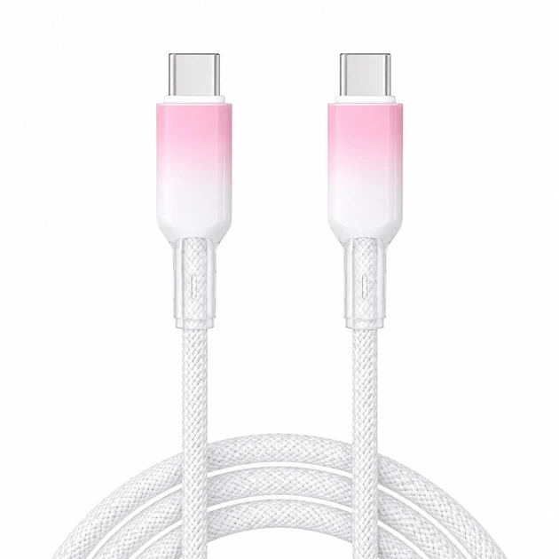 Кабель XON SmartCable Type-C - Type-C PD 65W 2м MaxCharge (SC802C6W2W 4838) Розовый/Белый - Фото 1 Кабель XON SmartCable Type-C - Type-C PD 65W 2м MaxCharge (SC802C6W2W 4838) Розовый/Белый - изображение 1