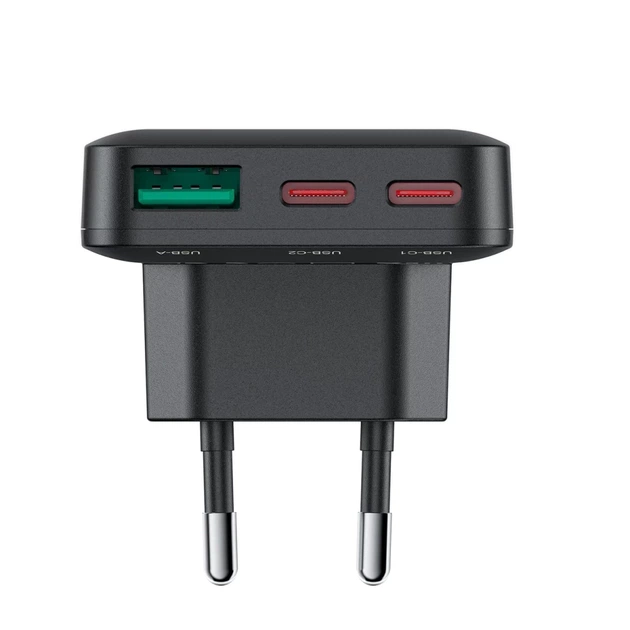 Зарядное устройство Acefast A100 65W GaN 2 USB-C + USB-A Black (6974316283492) - изображение 4