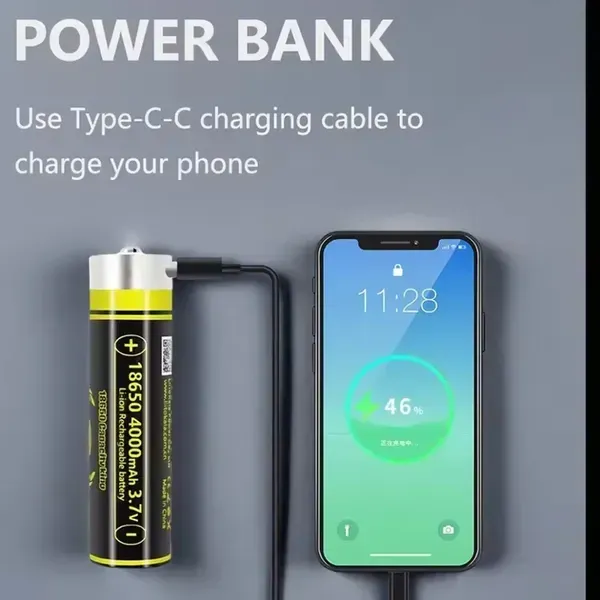 Акумулятор літій-іонний 18650 LiitoKala USB-King4000 4000mAh 3.7V із вбудованою зарядкою Type-C - Фото 4 Акумулятор літій-іонний 18650 LiitoKala USB-King4000 4000mAh 3.7V із вбудованою зарядкою Type-C - изображение 4