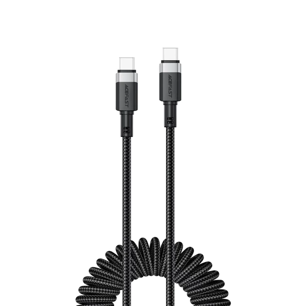 Кабель Acefast C14-03 USB-C - USB-C пружинный 480Mb/s 3A 1.2m Black (6974316283706) - Фото 1 Кабель Acefast C14-03 USB-C - USB-C пружинный 480Mb/s 3A 1.2m Black (6974316283706) - изображение 1