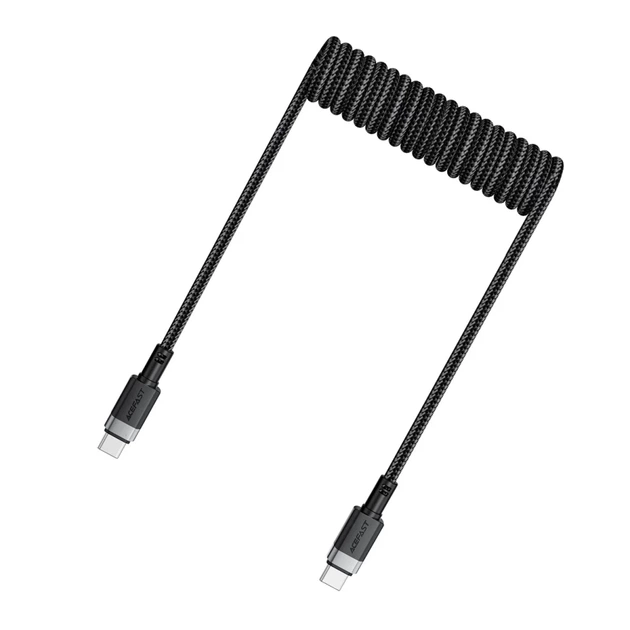 Кабель Acefast C14-03 USB-C - USB-C пружинный 480Mb/s 3A 1.2m Black (6974316283706) - Фото 2 Кабель Acefast C14-03 USB-C - USB-C пружинный 480Mb/s 3A 1.2m Black (6974316283706) - изображение 2