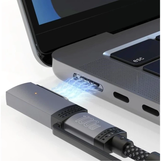 Kabel USB-C 4smarts Explorer ComboCord 100 W 2 m z adapterem MagSafe Black (4252011910236) - obraz 2