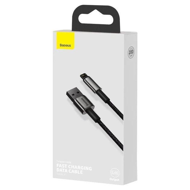 Кабель Baseus Tungsten Gold Fast Charging USB-A to Lightning 2m Black (CALWJ-A01) - изображение 5