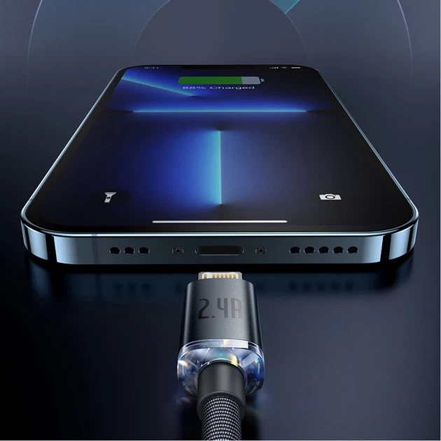 Кабель Baseus Crystal Shine USB-A to Lightning 2m Purple (CAJY000105) - зображення 13