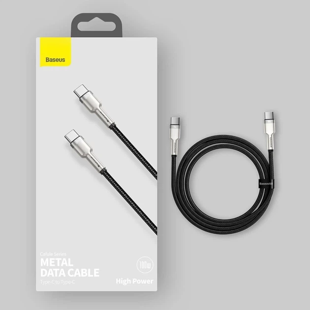 Кабель Baseus Cafule USB-C to USB-C 2m Black (CATJK-D01) - Фото 15 Кабель Baseus Cafule USB-C to USB-C 2m Black (CATJK-D01) - зображення 15