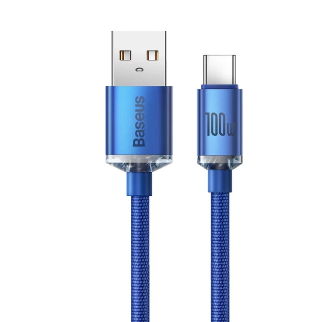 Кабель Baseus Crystal Shine USB-A to USB-C 1.2m Blue (CAJY000403) - Фото 2 Кабель Baseus Crystal Shine USB-A to USB-C 1.2m Blue (CAJY000403) - зображення 2