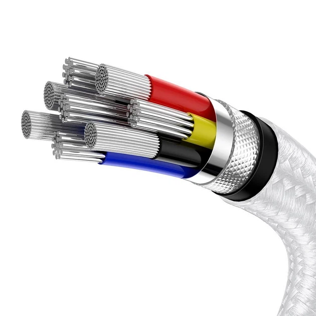 Кабель Baseus Cafule Metal USB-C to USB-C 2m White (CATJK-D02) - Фото 4 Кабель Baseus Cafule Metal USB-C to USB-C 2m White (CATJK-D02) - зображення 4