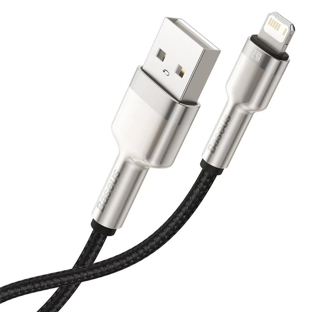 Кабель Baseus Cafule Metal USB-A to Lightning 1m Black (CALJK-A01) - Фото 3 Кабель Baseus Cafule Metal USB-A to Lightning 1m Black (CALJK-A01) - зображення 3