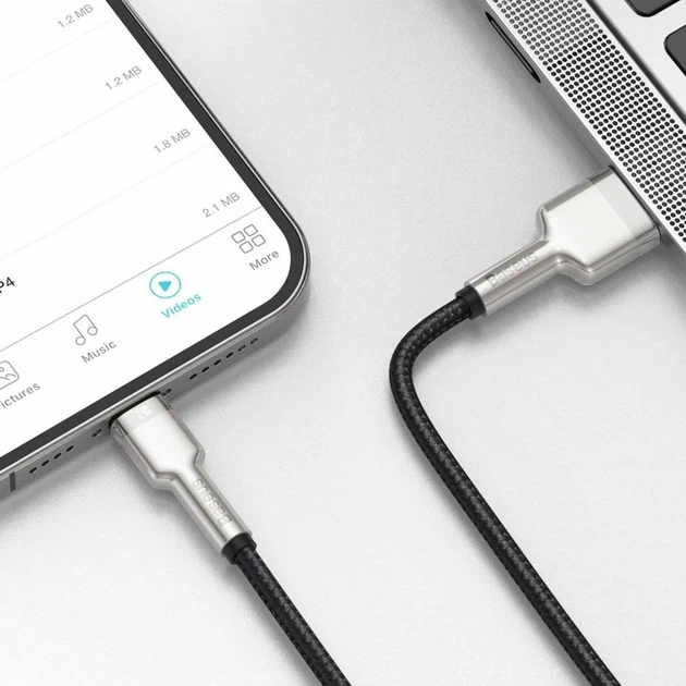Кабель Baseus Cafule Metal USB-A to Lightning 1m Black (CALJK-A01) - Фото 6 Кабель Baseus Cafule Metal USB-A to Lightning 1m Black (CALJK-A01) - зображення 6