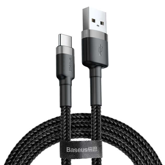 Кабель Baseus Cafule USB-A to USB-C 3m Black/Grey (CATKLF-UG1) - Фото 1 Кабель Baseus Cafule USB-A to USB-C 3m Black/Grey (CATKLF-UG1) - зображення 1
