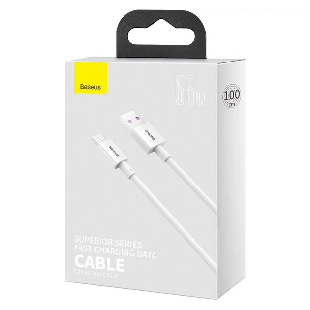 Кабель Baseus Superior Series Fast Charging USB-A to USB-C 1m White (CATYS-02) - Фото 5 Кабель Baseus Superior Series Fast Charging USB-A to USB-C 1m White (CATYS-02) - зображення 5