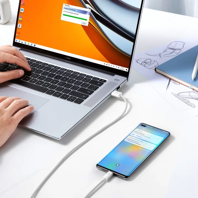 Кабель Baseus Dynamic Series USB-A to USB-C 2m White (CALD000702) - Фото 9 Кабель Baseus Dynamic Series USB-A to USB-C 2m White (CALD000702) - зображення 9