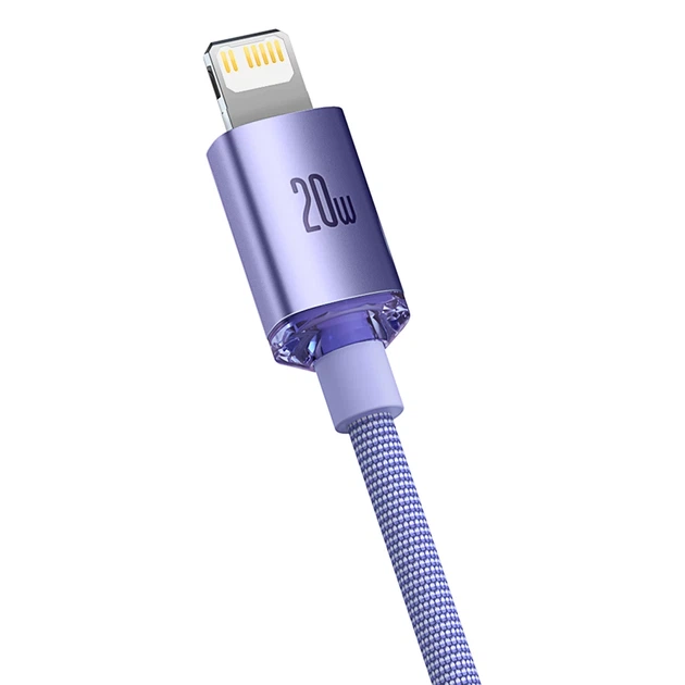 Кабель Baseus Crystal Shine USB-C to Lightning 1.2m Purple (CAJY000205) - Фото 3 Кабель Baseus Crystal Shine USB-C to Lightning 1.2m Purple (CAJY000205) - зображення 3