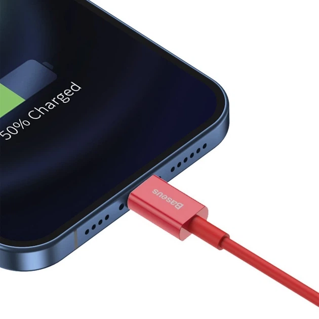 Кабель Baseus Superior Series Fast Charging USB-A to Lightning 1m Red (CALYS-A09) - Фото 8 Кабель Baseus Superior Series Fast Charging USB-A to Lightning 1m Red (CALYS-A09) - зображення 8
