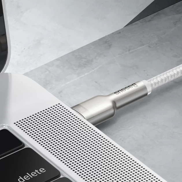 Кабель Baseus Cafule Metal Data Cable USB-C to USB-C 100W 1m White (CATLJK-C02) - Фото 8 Кабель Baseus Cafule Metal Data Cable USB-C to USB-C 100W 1m White (CATLJK-C02) - зображення 8