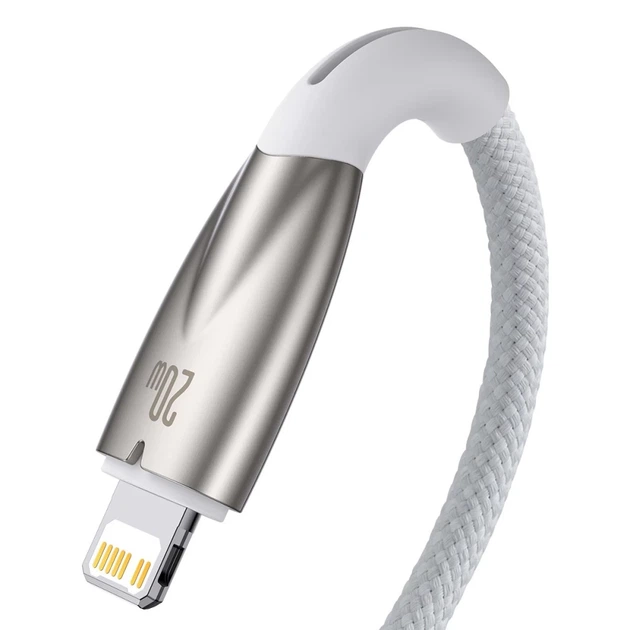 Кабель Baseus Glimmer Series Fast Charge USB-C to Lightning 1m White (CADH000002) - Фото 3 Кабель Baseus Glimmer Series Fast Charge USB-C to Lightning 1m White (CADH000002) - зображення 3