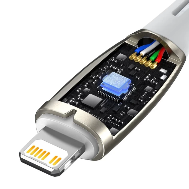 Кабель Baseus Glimmer Series Fast Charge USB-C to Lightning 1m White (CADH000002) - Фото 7 Кабель Baseus Glimmer Series Fast Charge USB-C to Lightning 1m White (CADH000002) - зображення 7