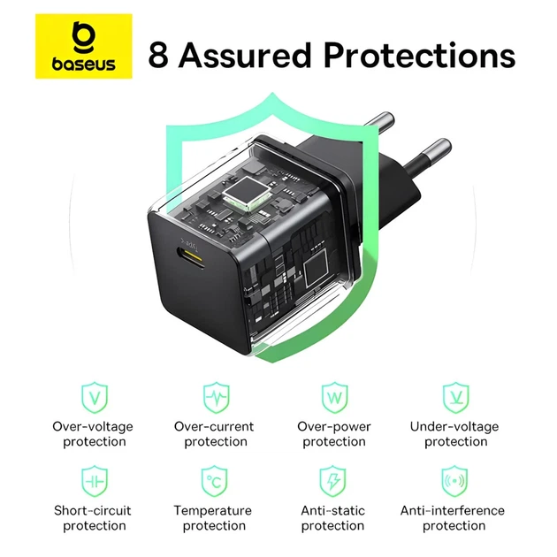 Мережевий зарядний пристрій Baseus Palm PD/FC/QC 30W USB-C Black (P10111605113-00) - зображення 10