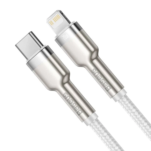 Кабель Baseus Cafule Metal PD USB-C to Lightning 2m White (CATLJK-B02) - зображення 3