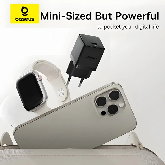 Мережевий зарядний пристрій Baseus Palm PD/FC/QC 30W USB-C Black (P10111605113-00) - зображення 12