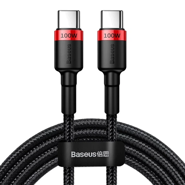 Кабель Baseus Cafule USB-C to USB-C 2m Black (CATKLF-AL91) - Фото 1 Кабель Baseus Cafule USB-C to USB-C 2m Black (CATKLF-AL91) - зображення 1