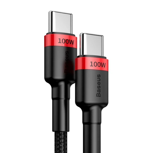 Кабель Baseus Cafule USB-C to USB-C 2m Black (CATKLF-AL91) - Фото 4 Кабель Baseus Cafule USB-C to USB-C 2m Black (CATKLF-AL91) - зображення 4