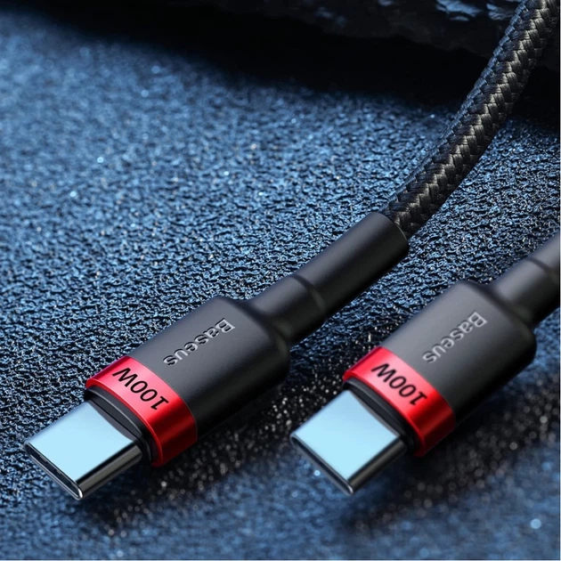 Кабель Baseus Cafule USB-C to USB-C 2m Black (CATKLF-AL91) - Фото 11 Кабель Baseus Cafule USB-C to USB-C 2m Black (CATKLF-AL91) - зображення 11